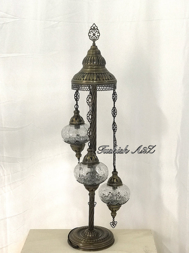 Ottoman Turkish  Mosaic Floor Lamp  With 3 Cracked Globe,ID:151