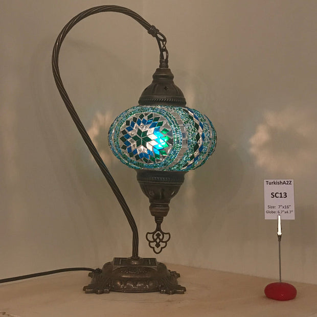 Swan Neck Table Lamp with No3 (Large) Globe