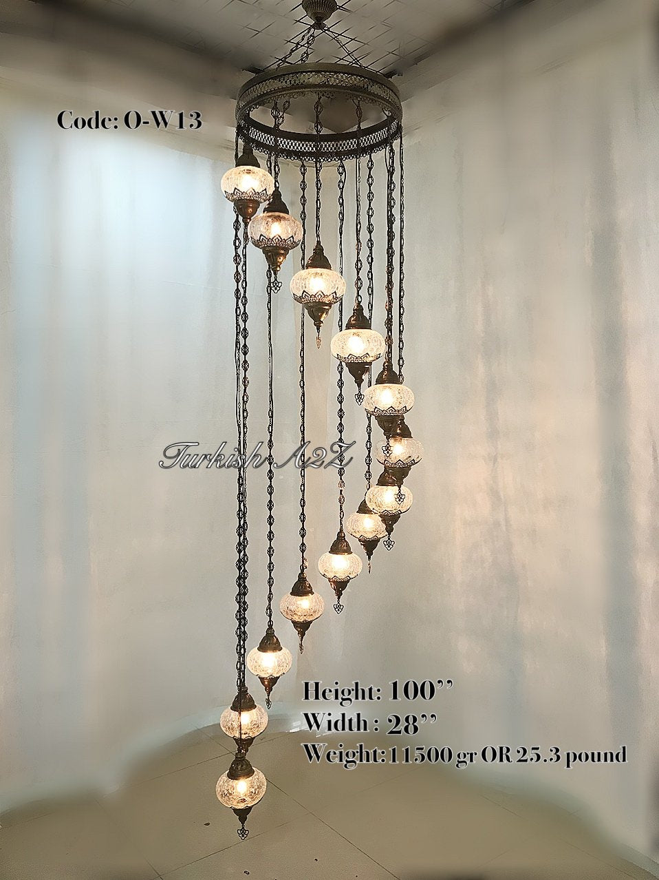 Ottoman Chandelier with 13 Cracked Globes (water drop model) , ID:147