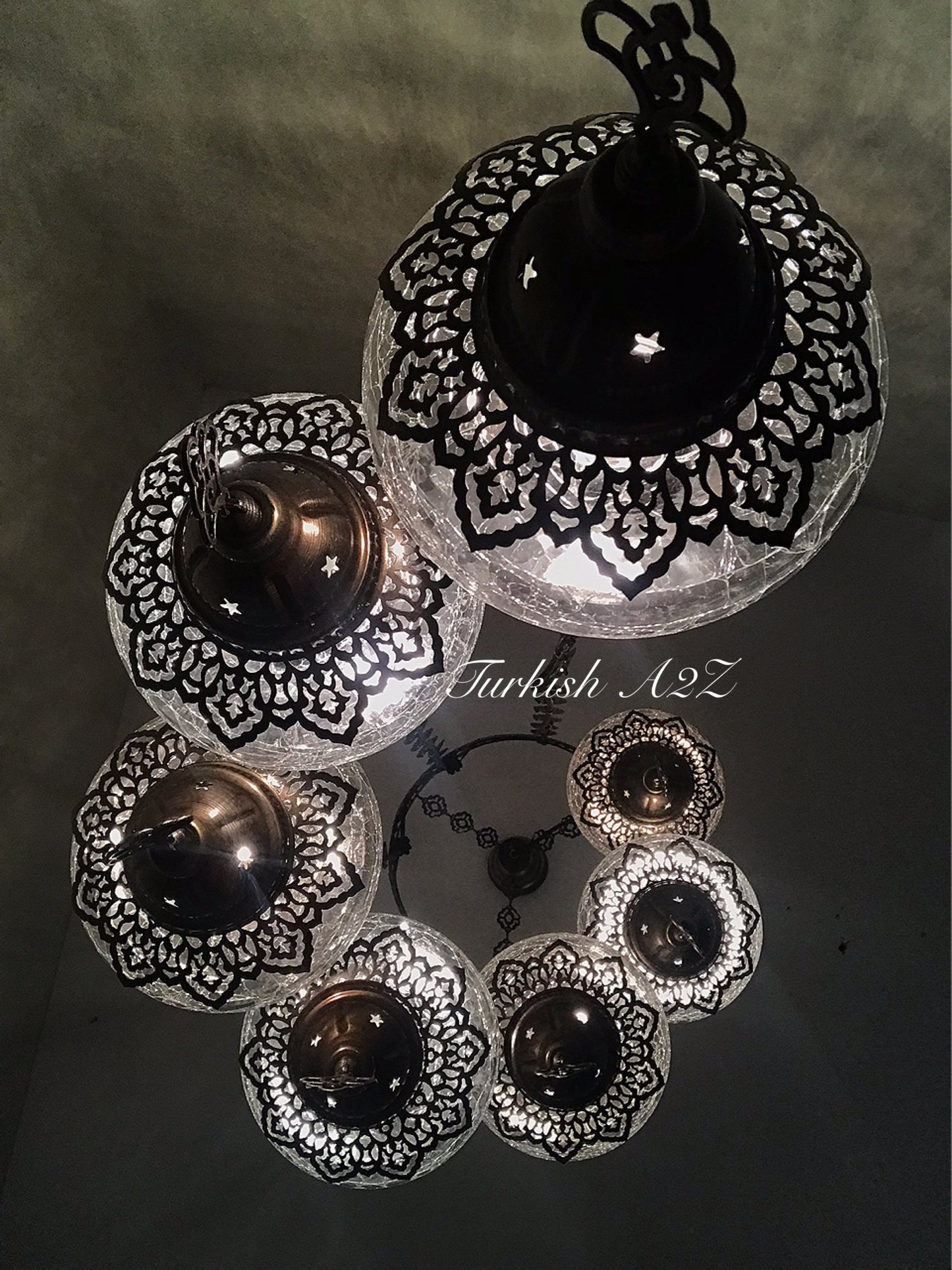 Ottoman Chandelier with 7 Cracked Globes (water drop model) , ID:147